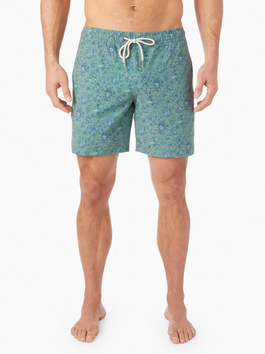 Men's Green Mini Floral Beach Shorts