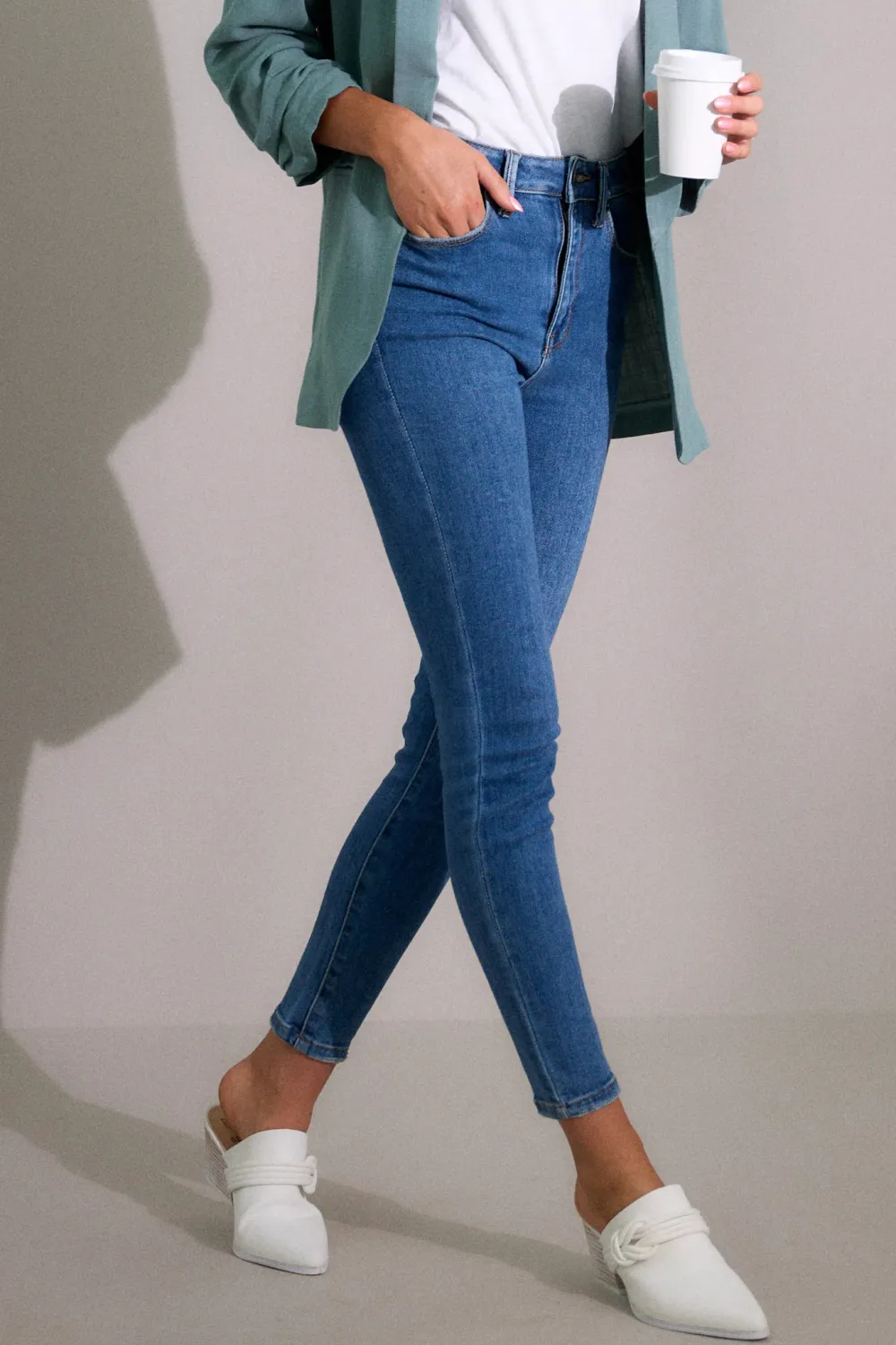 Medium Wash Stretch Skinny Jeans