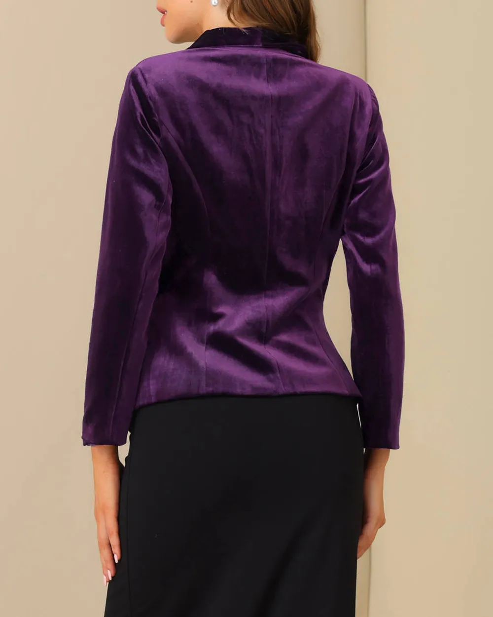 Shawl Collar One Button Velvet Blazer