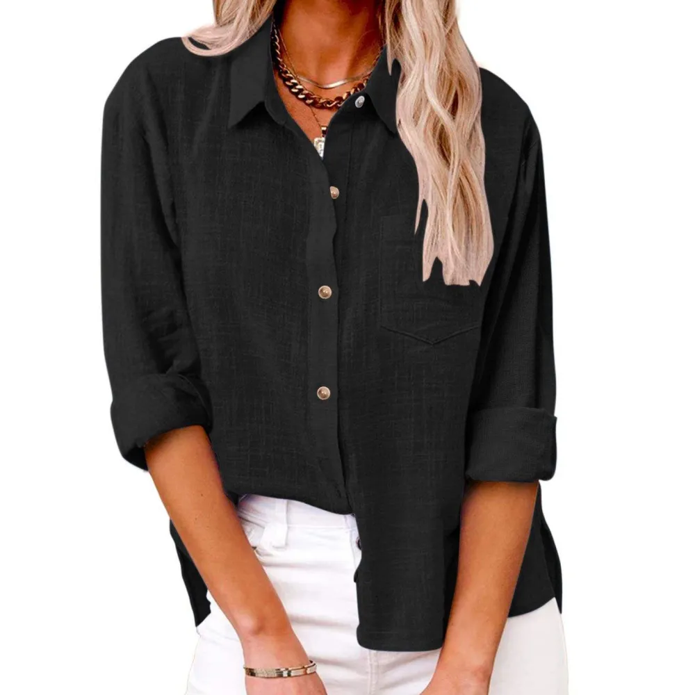 Women’s Linen Blend Button-Up Shirt