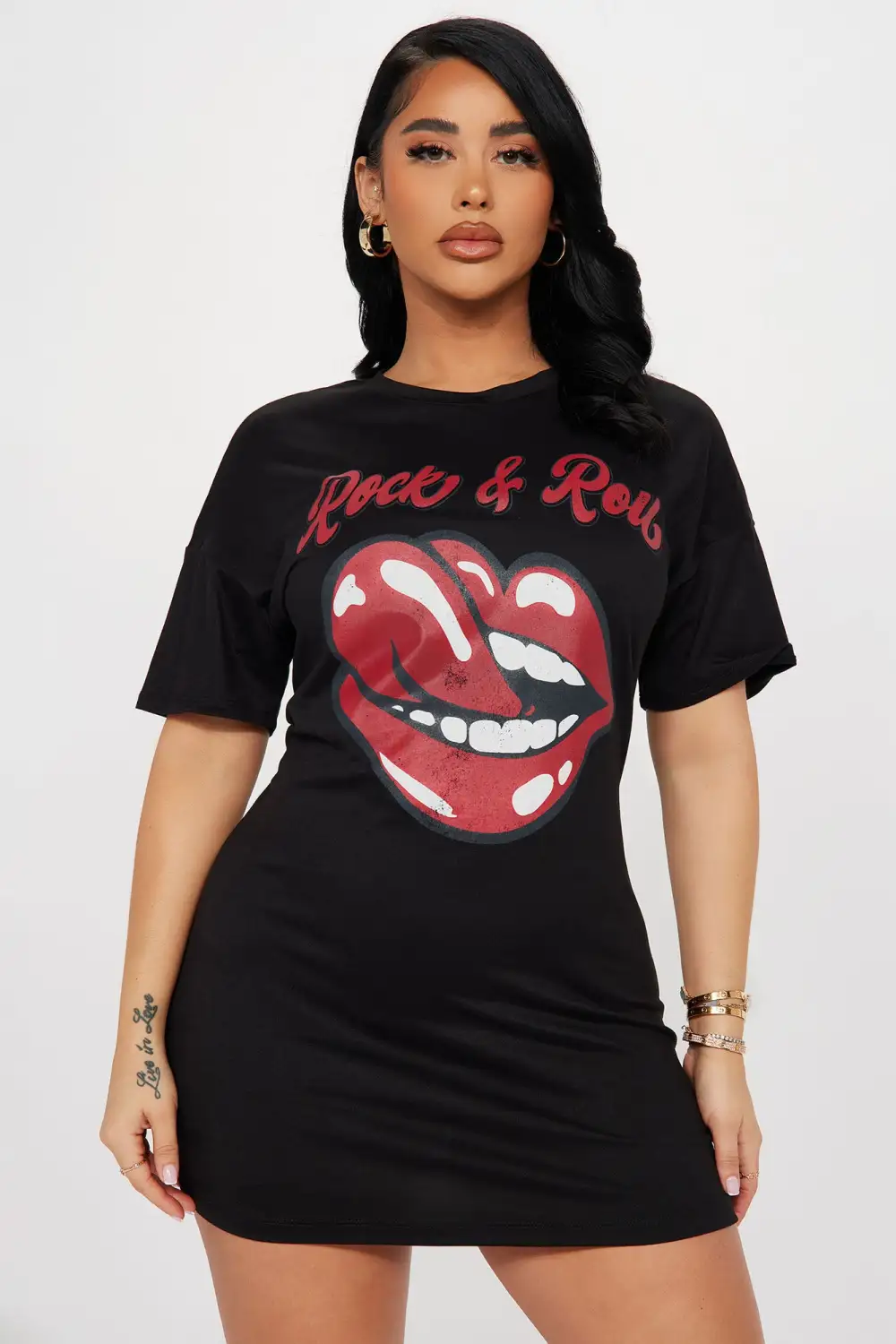Rock and Rolling T-Shirt Dress - Black