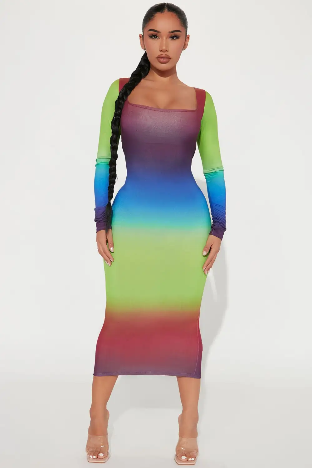 Shanice Midi Dress - Green/combo