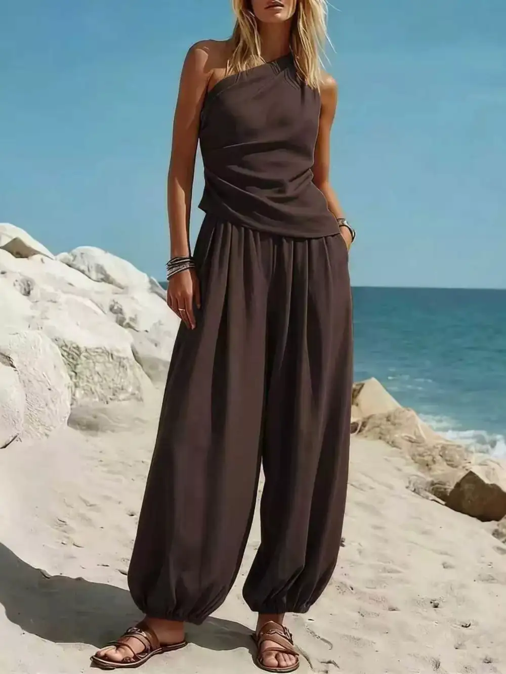 Wide Leg Shoulder Jumpsuit