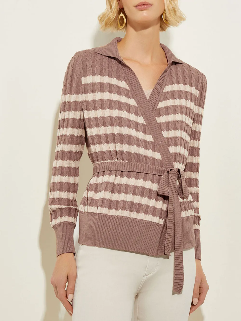 Waist Tied Striped Tunic