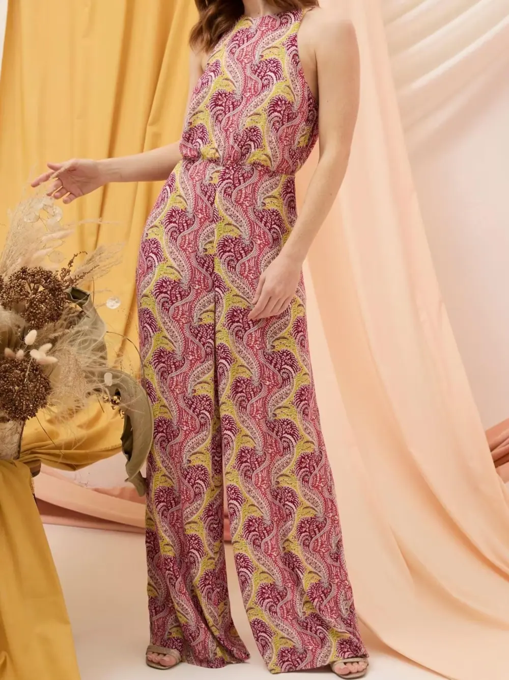 Tura Orange Paisley Jumpsuit