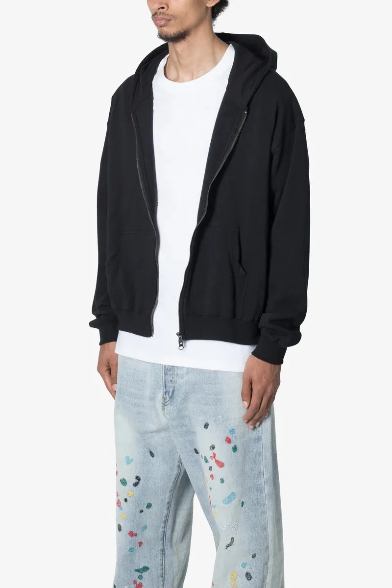 JET BLACK BASIC ZIP UP HOODIE