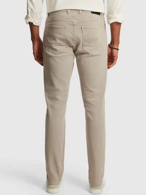Khaki Slim Fit Cotton Trousers