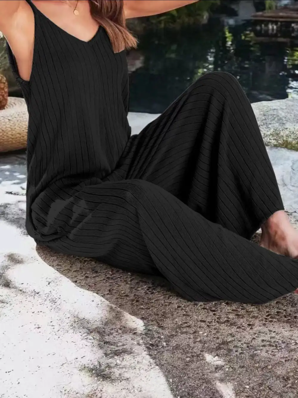 Ribbed Wide Leg Jumpsuit