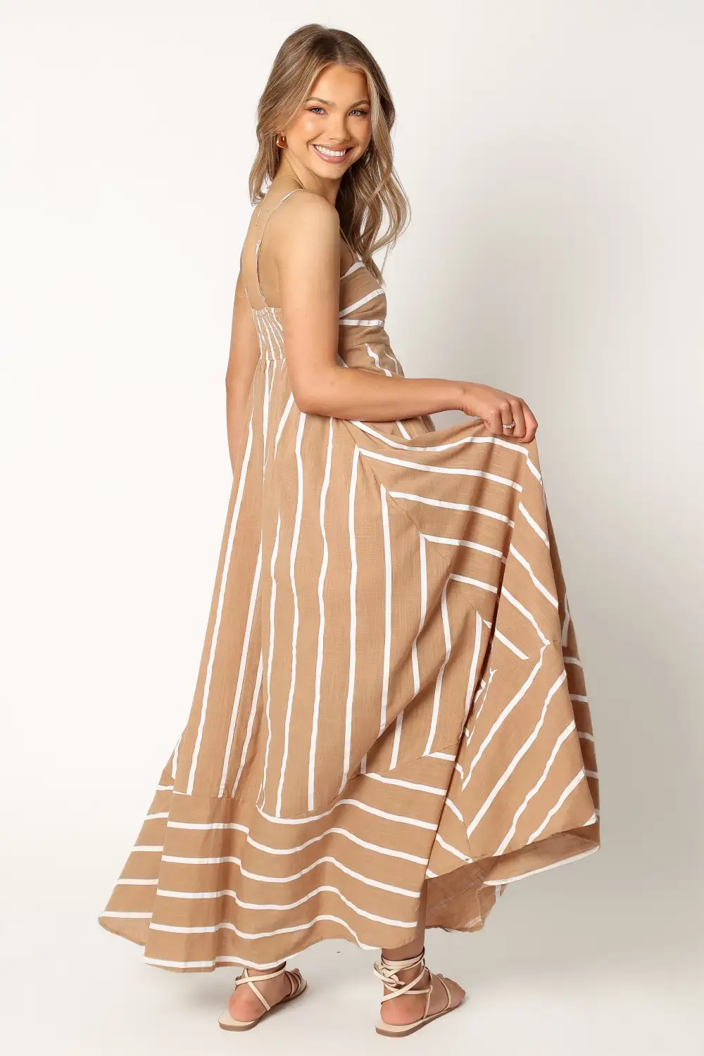 Brea Maxi Dress - Tan Stripe