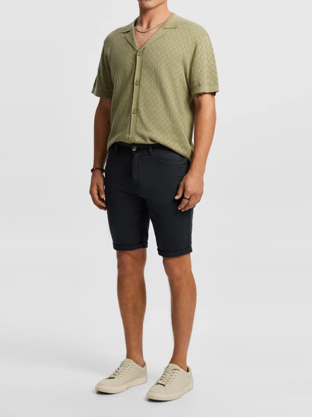 Charcoal Casual Style Denim Short