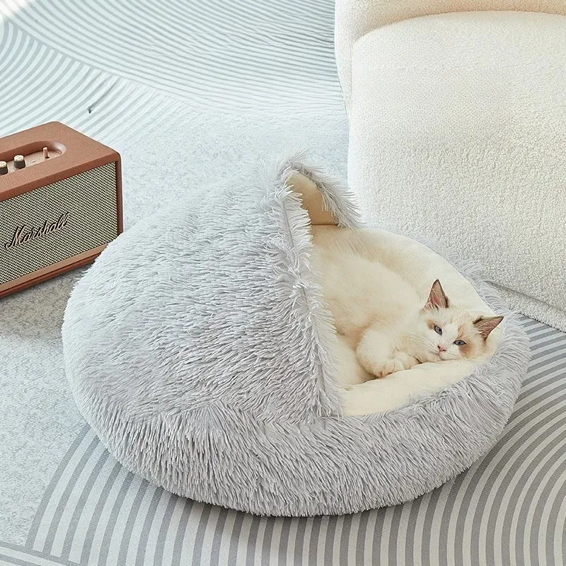 Plush Cave Cat Bed