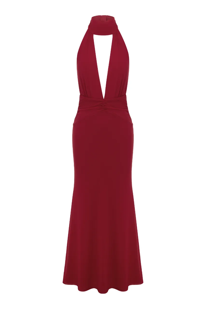 Halter Neck Cutout Maxi Dress