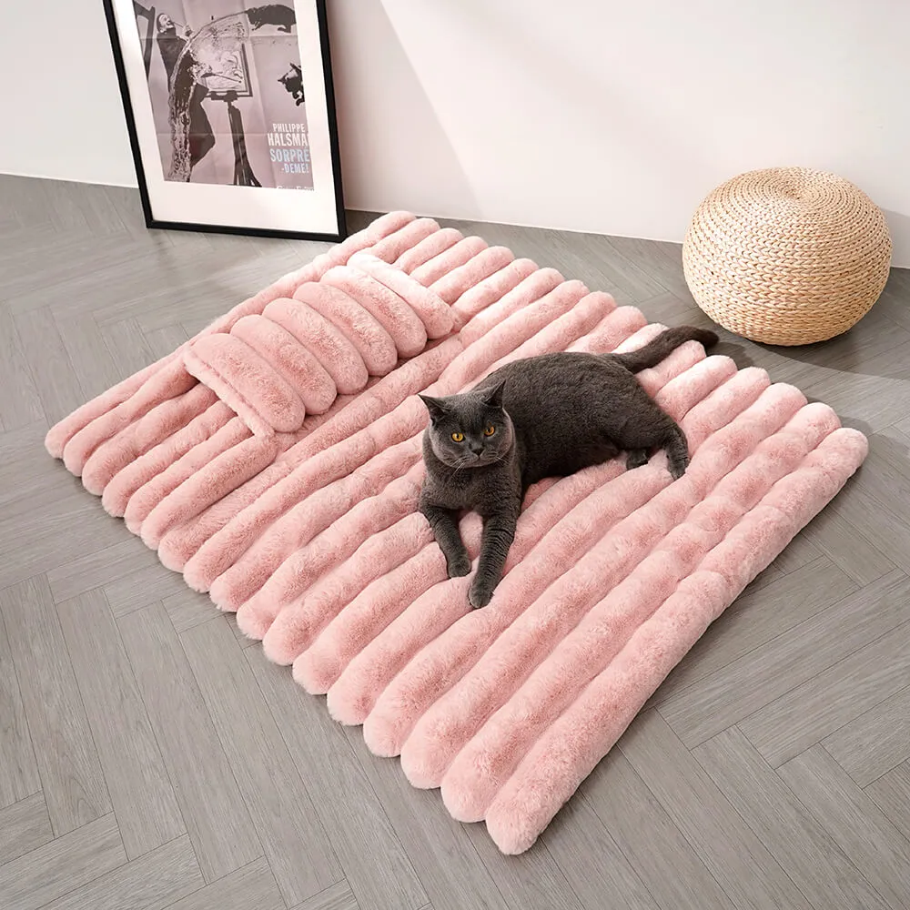 Luxury Striped Faux Fur Fluffy Pet Mat