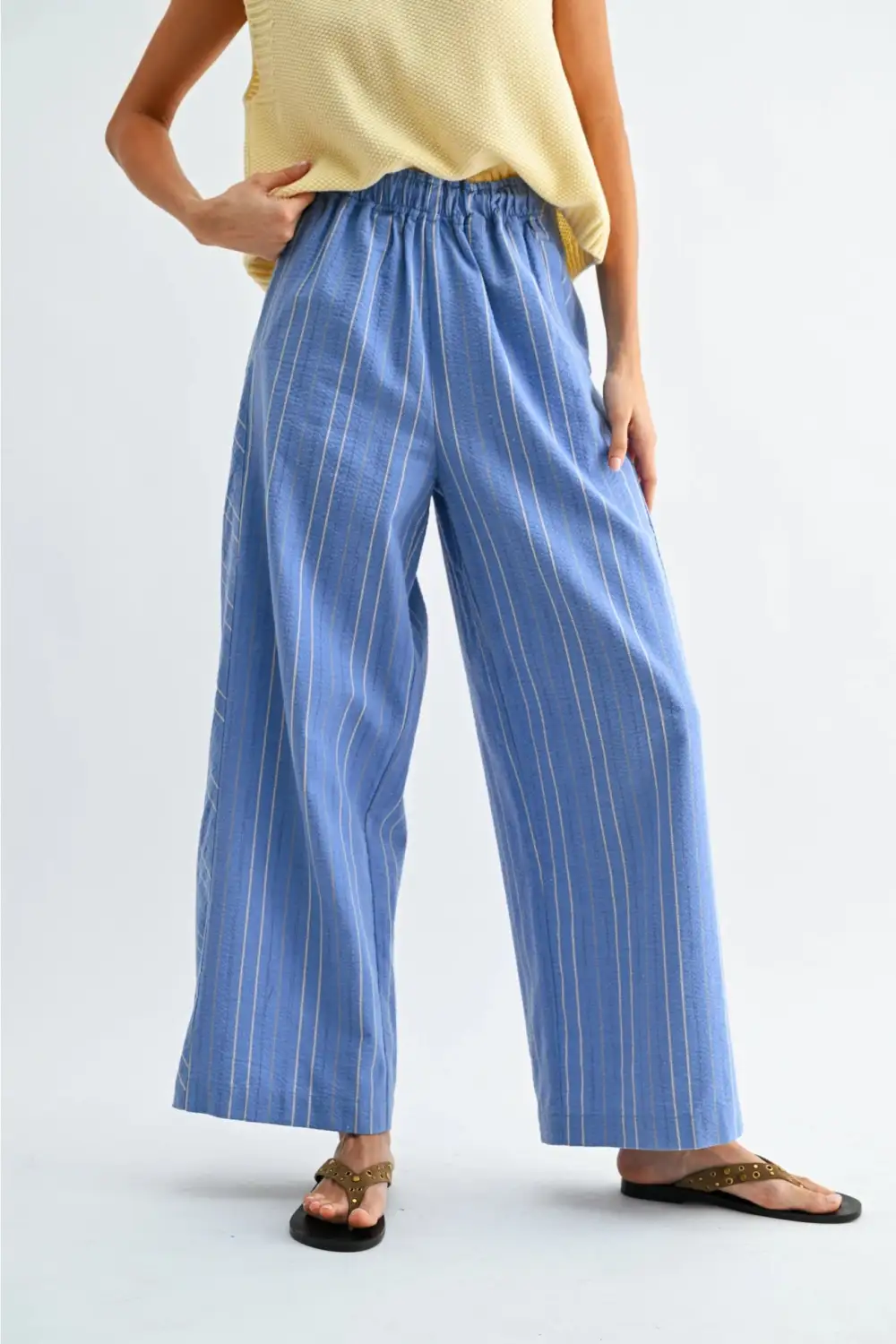 Pinstripe Wide Leg Work Pants