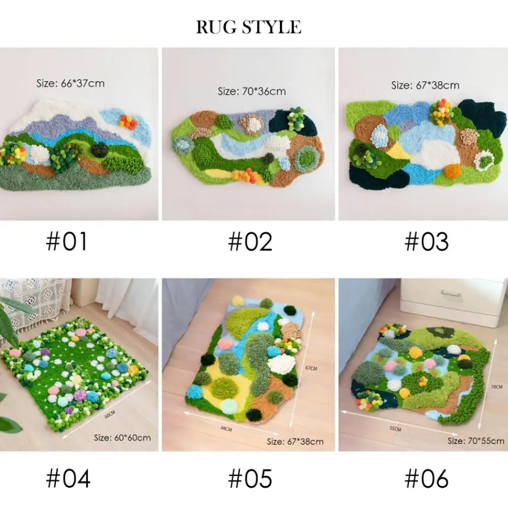 Handmade Moss Rug & Coasters Tufting Coaster Handmade Material Pack Kit