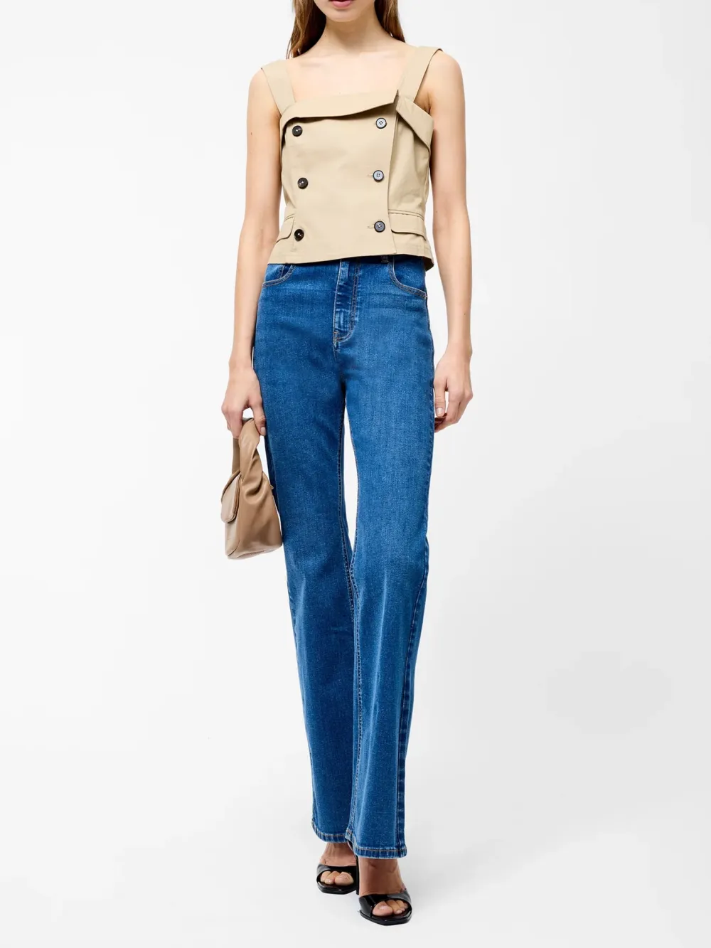 Double Breasted Structured Cotton Vest