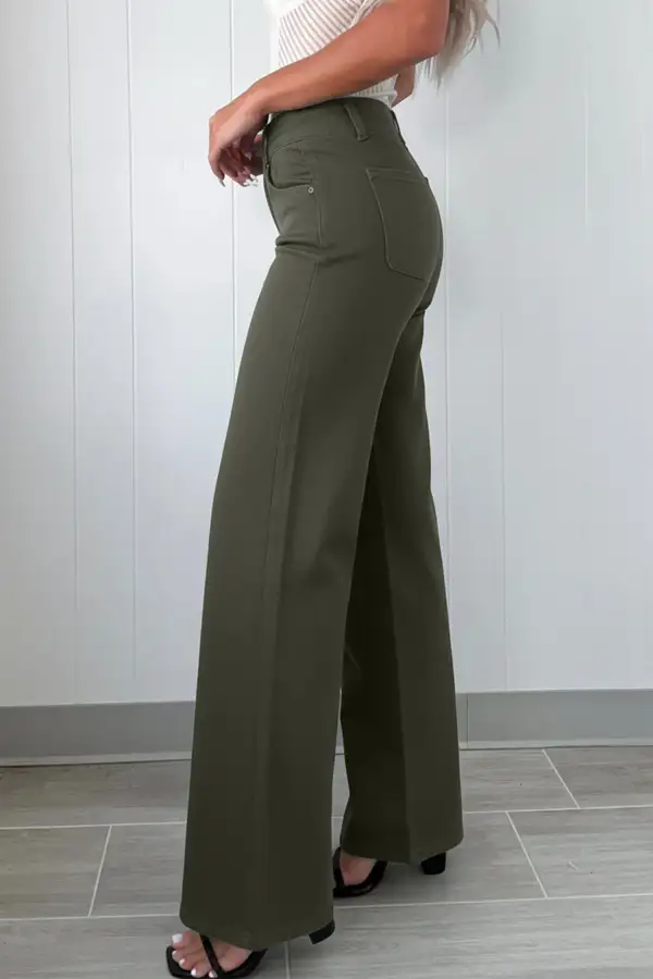 Button High Waist Wide Leg Jeans