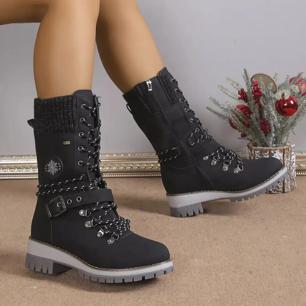 Modern Refined Lace-Up Block Heel Boots