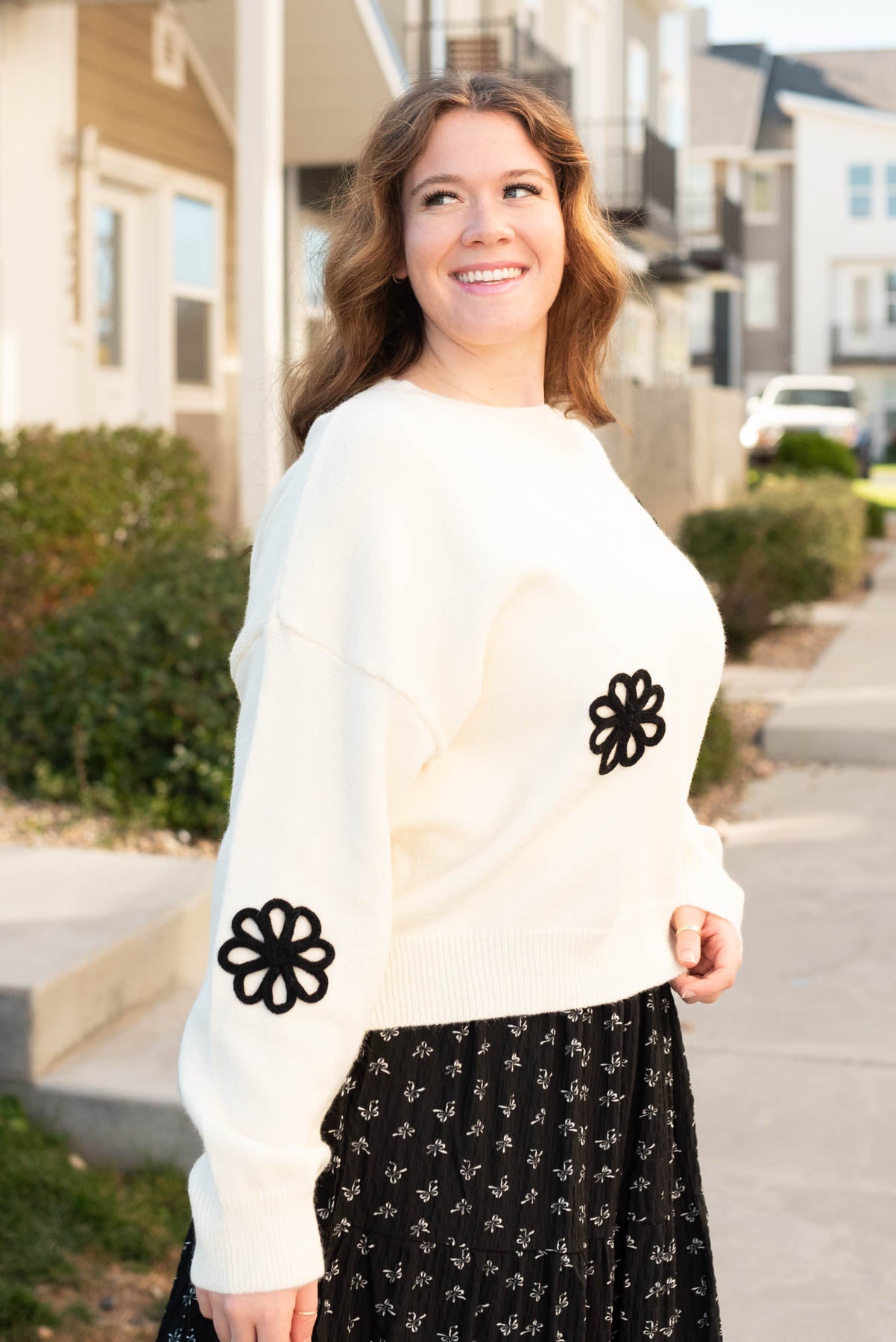 Martha Cream Floral Sweater