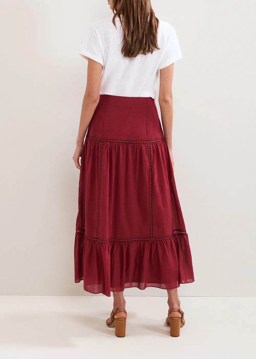 Red Casual Double-Layered Half Skirt