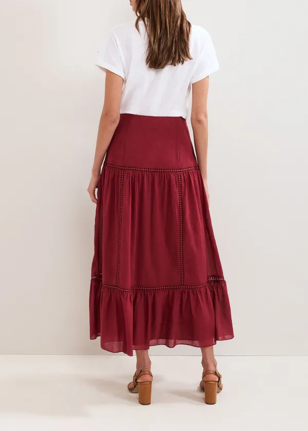 Red Casual Double-Layered Half Skirt