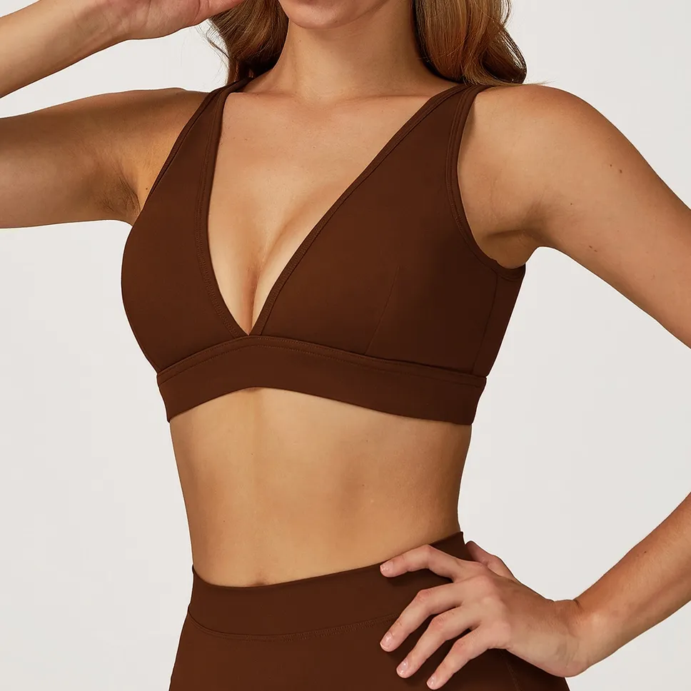 Deep V-Neck Sports Bra