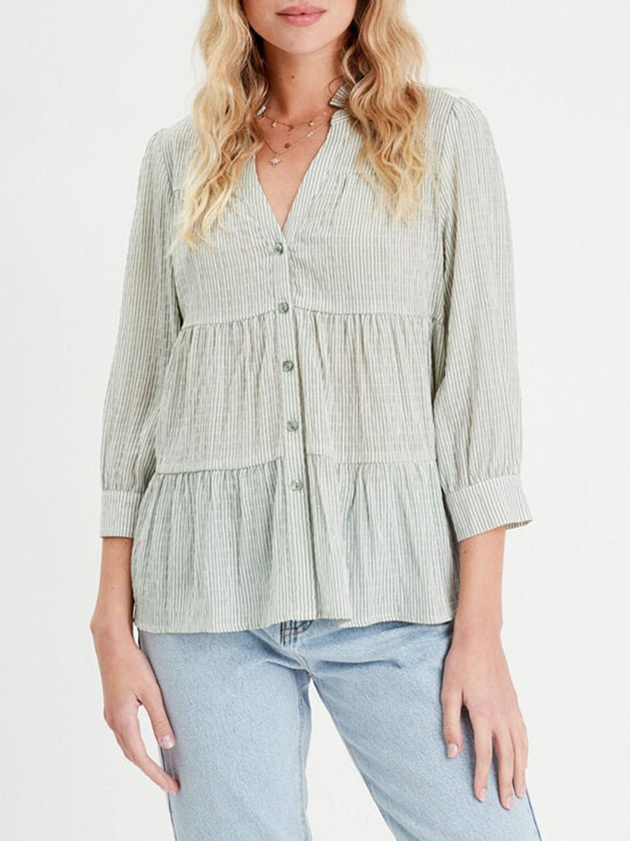 Blouse manches 3/4 vert femme