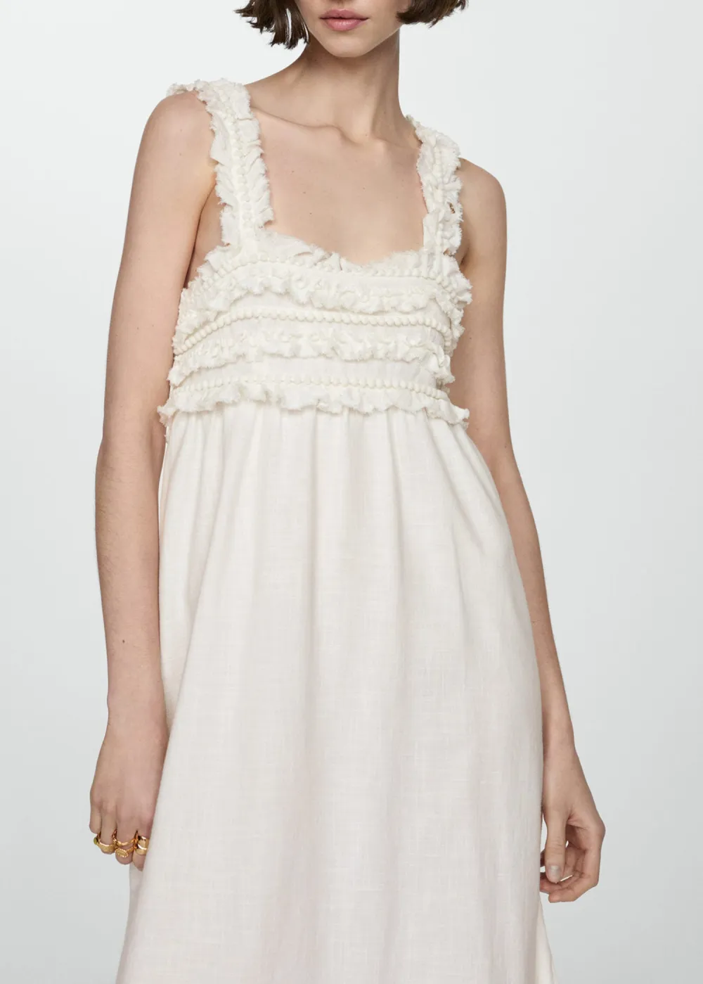 Straps dress with fringes detail