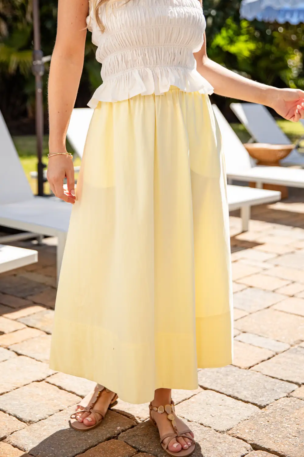 Utility Mid Rise Elastic Waist Cotton Blend Maxi Skirt