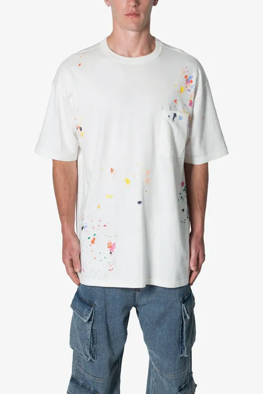 WHITE PAINT SPLATTER ART T-SHIRT