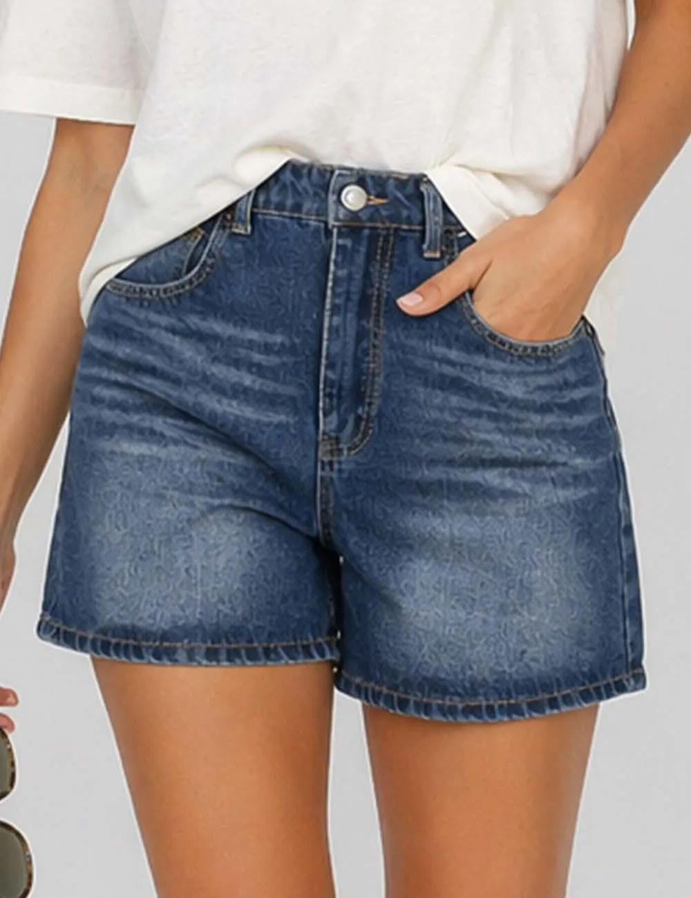 Casual Basic Jeans Wide Leg Denim Shorts