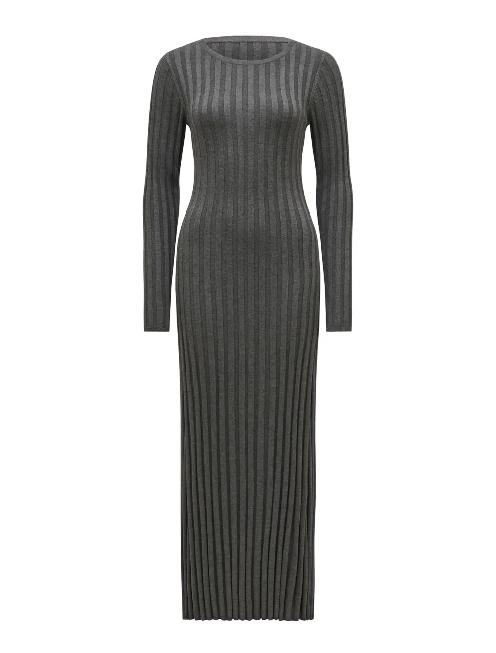 Grey Crew-Neck Knit Dress