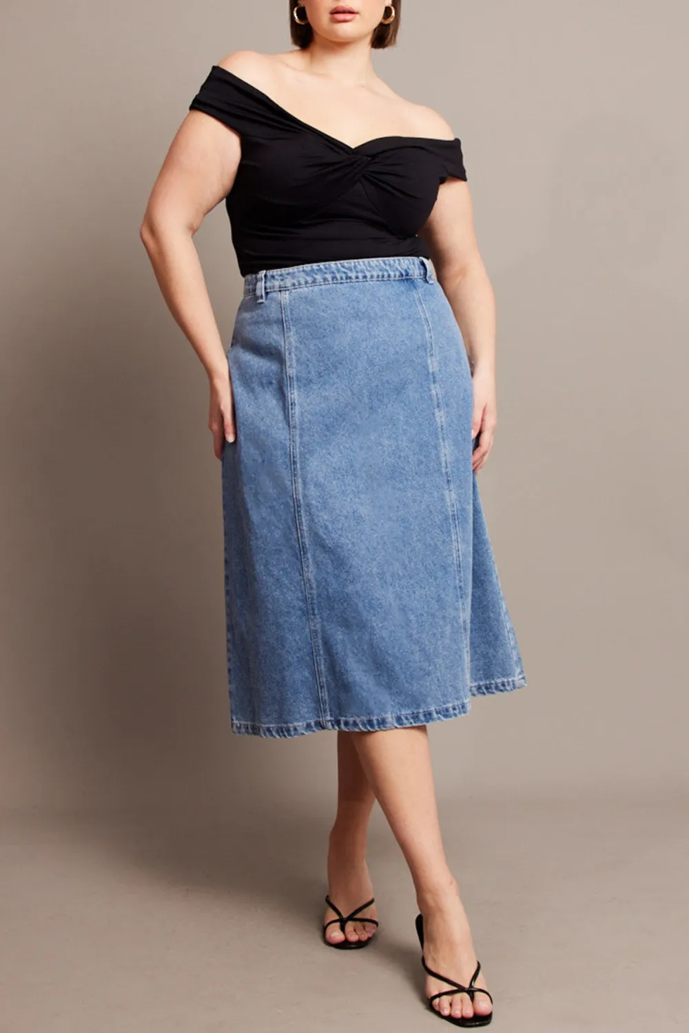 Denim Casual Patchwork Skirt