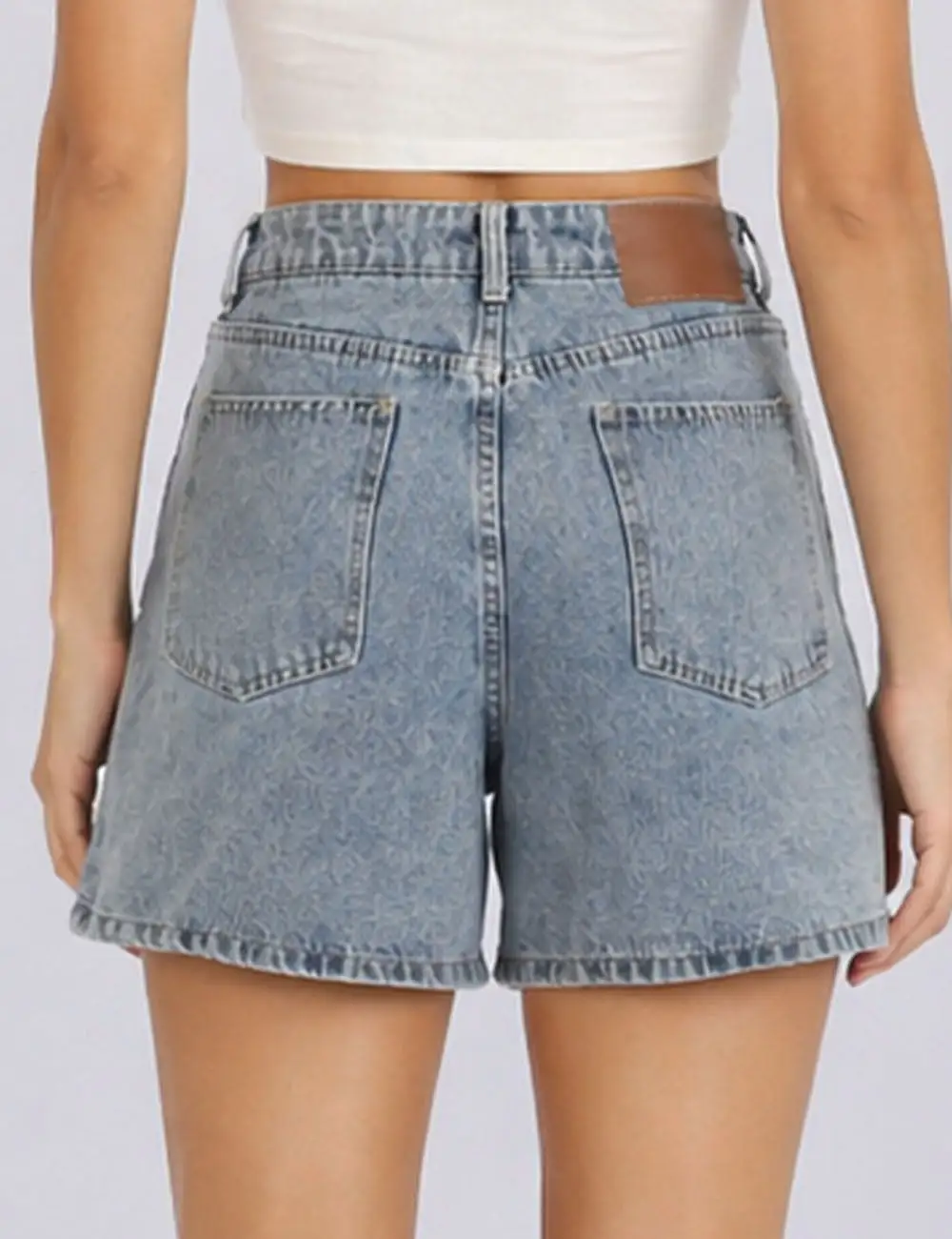 Casual Basic Jeans Wide Leg Denim Shorts