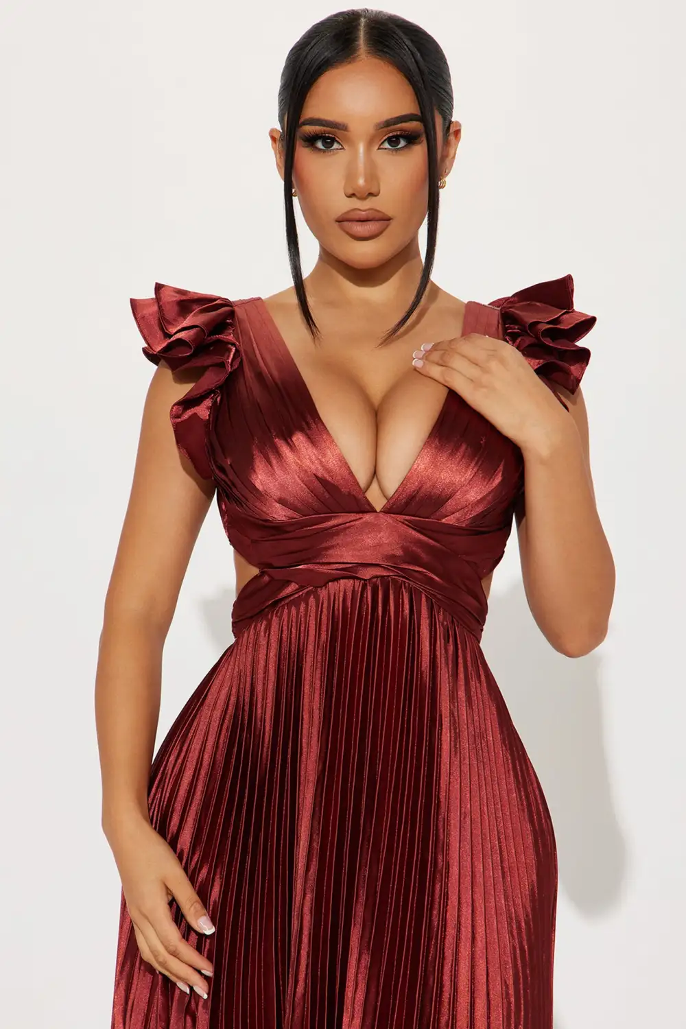 Sun Kissed Nights Satin Maxi Dress - Rust