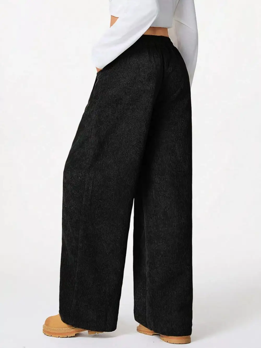 Textured Corduroy Wide Leg Pants