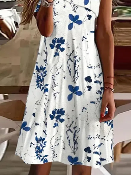 Floral Loose Asymmetrical Casual Dress