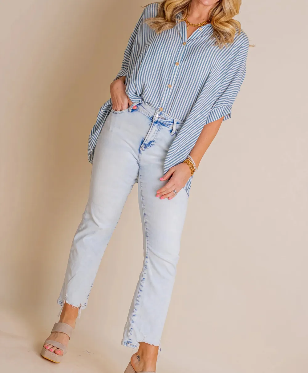 Women's Oversized Striped Button-down Shirt (Buy 2 Free Shipping)