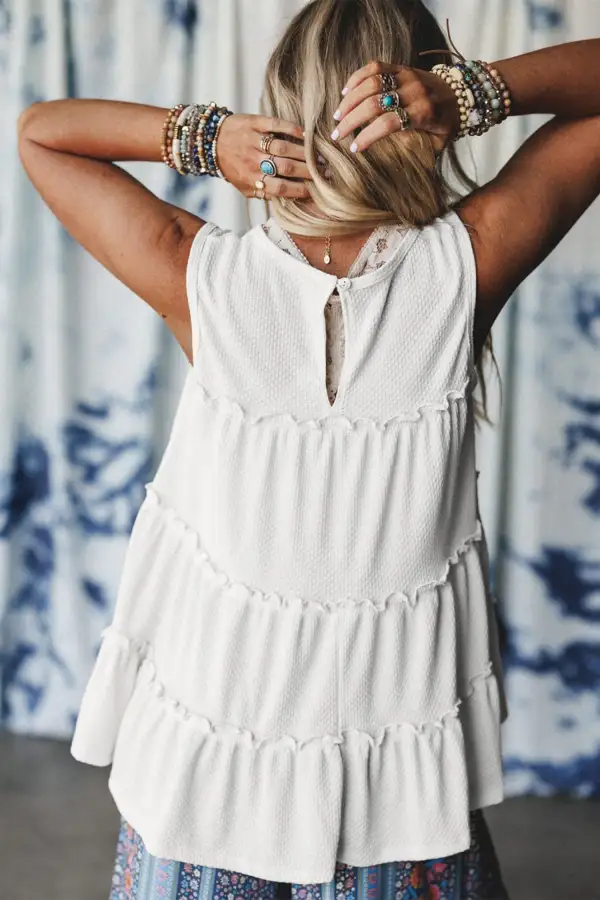 Everyday Tiered Frill Trim Line Tank Top