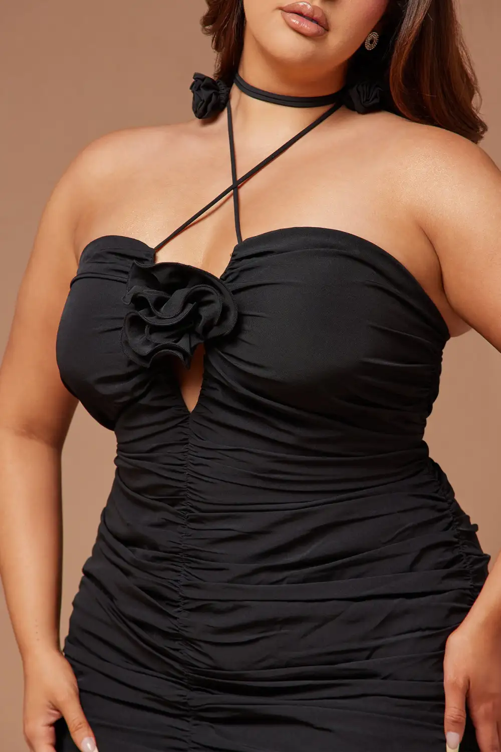 Rayla Rose Ruched Mini Dress - Black