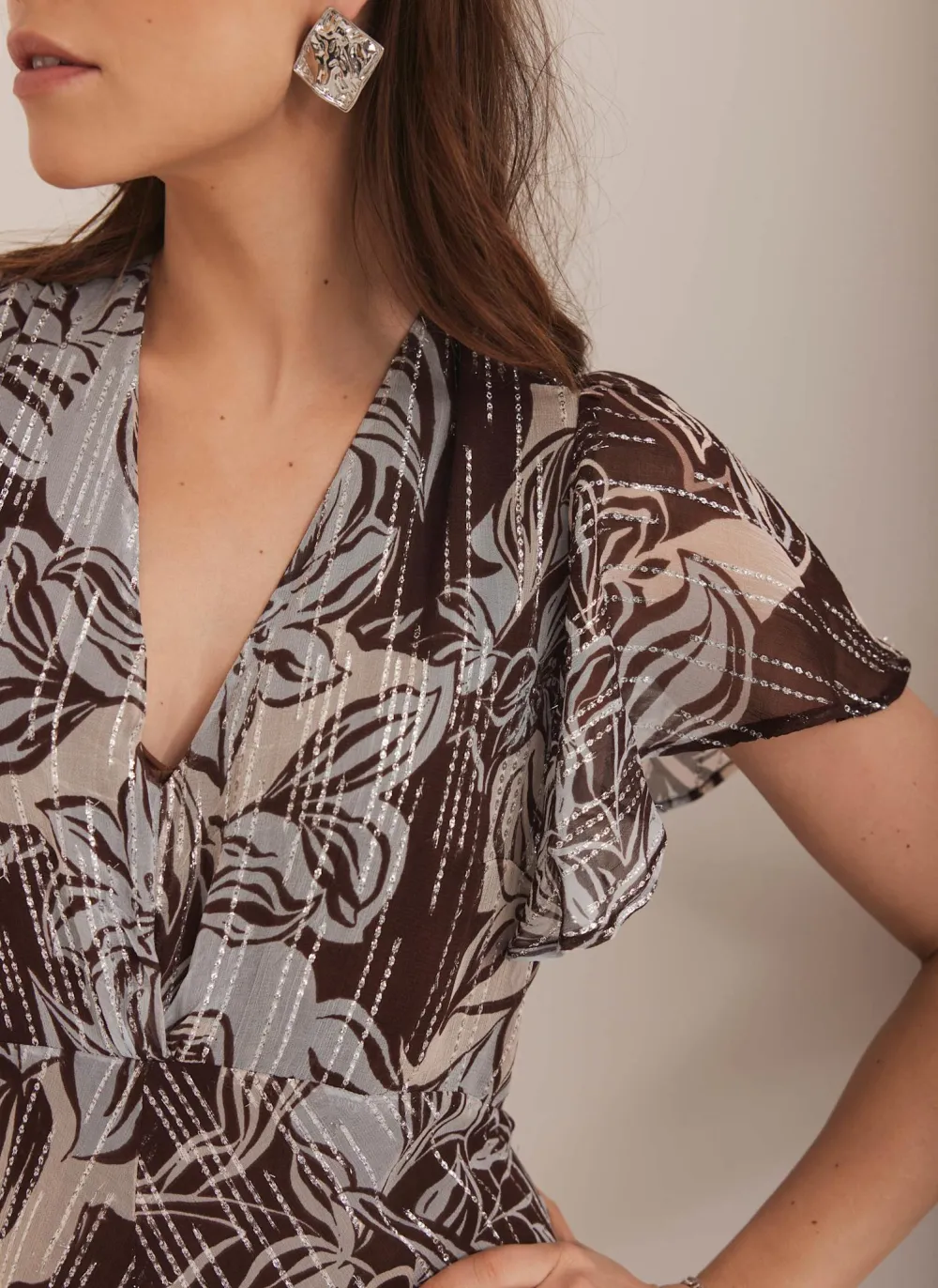 Casual Style Brown Floral Print Maxi Dress