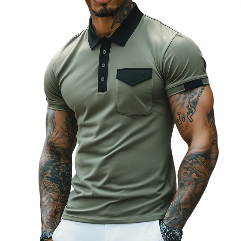 Versatile Short Sleeve Collared Knit Cotton Shirt