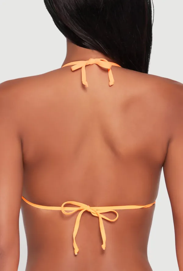 Solid Color Neck Hanging Bikini Top