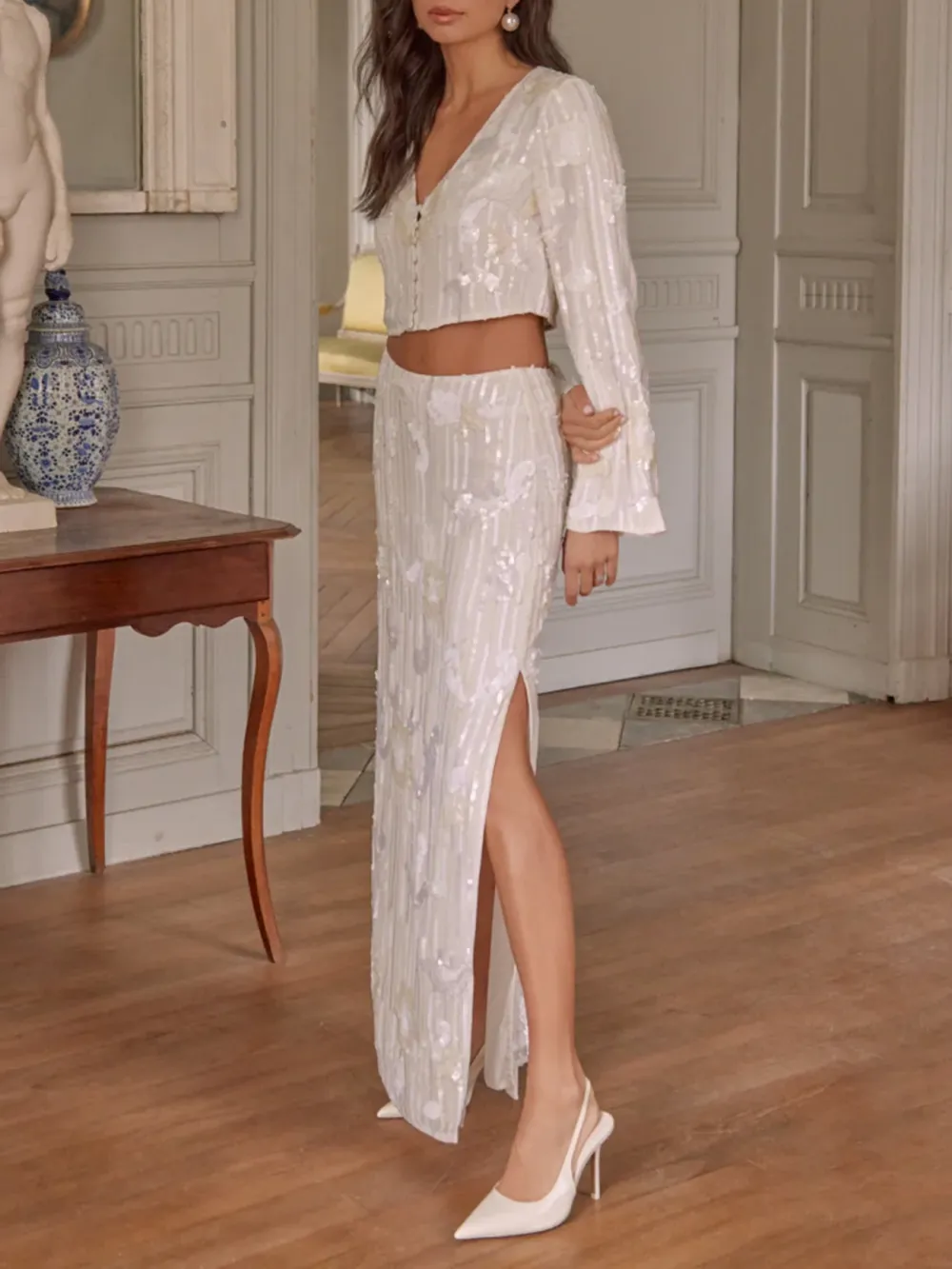 Sequin Maxi Skirt