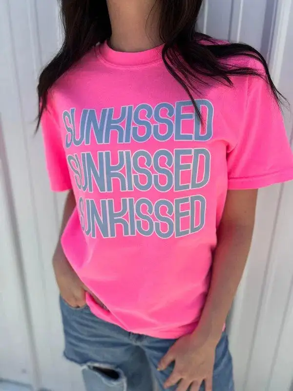 Neon Pink Sunkissed Three Times Over Graphic Tee