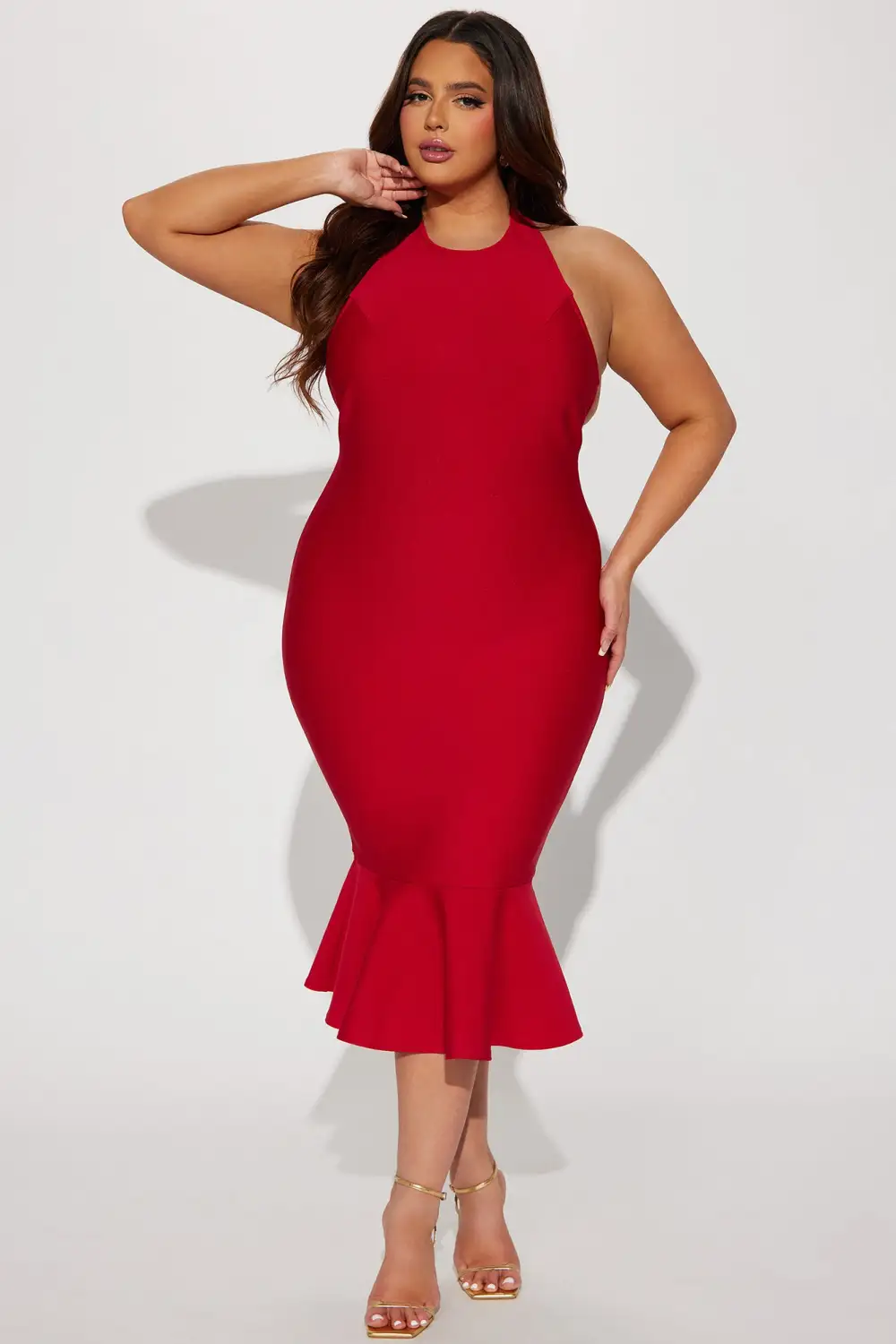 Luna Bandage Midi Dress - Red