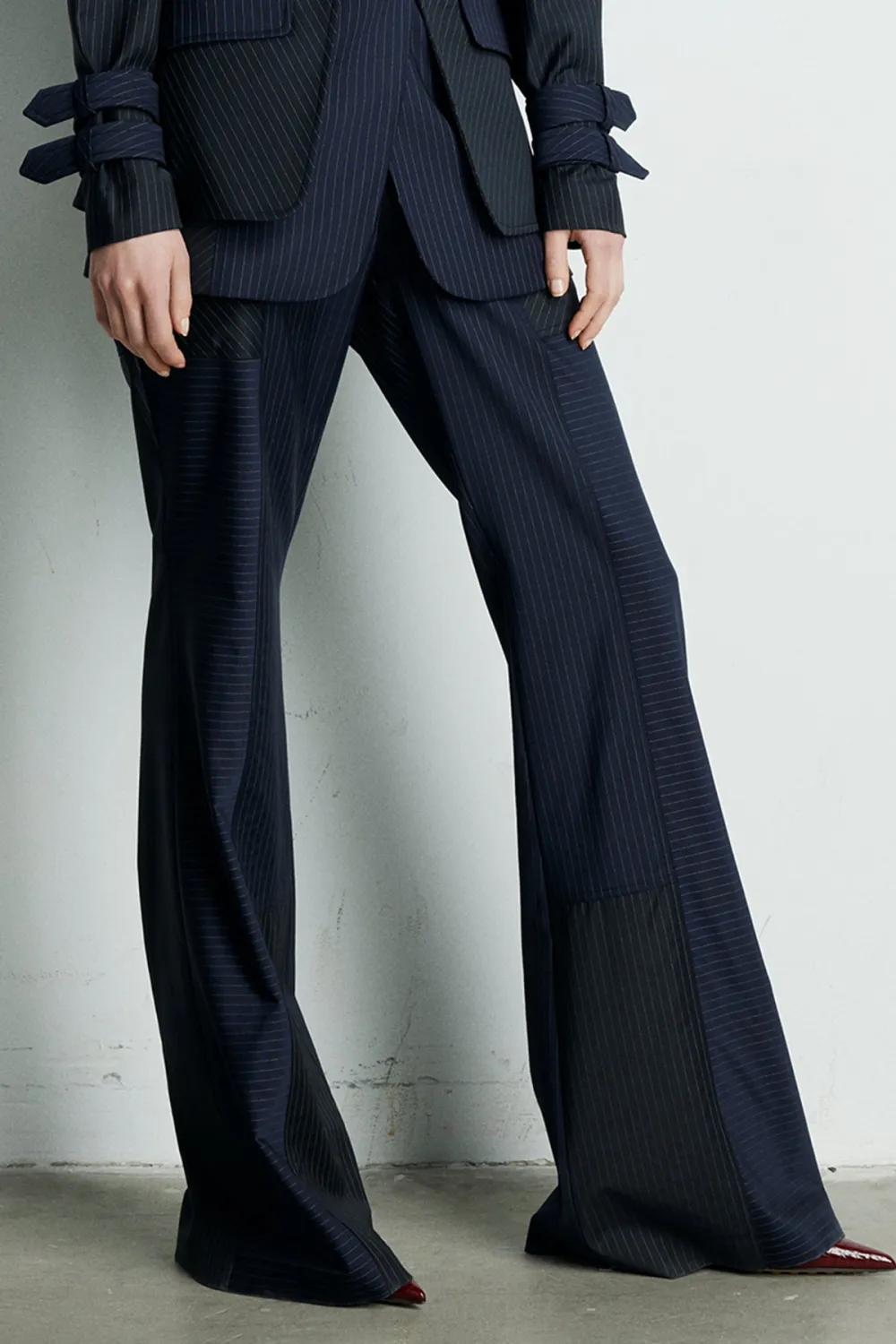 Bootcut Pants-Navy Blue