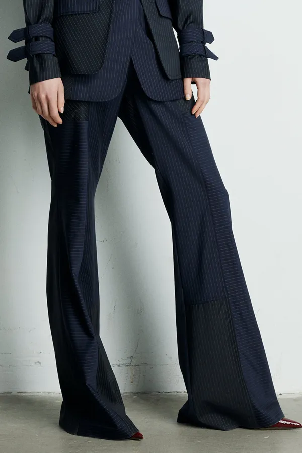 Bootcut Pants-Navy Blue