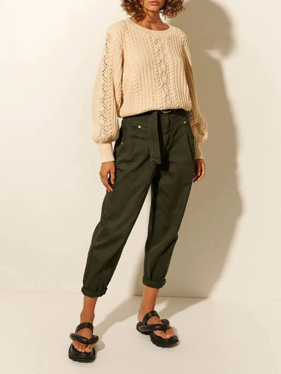 Cream Textured Knit Sweater