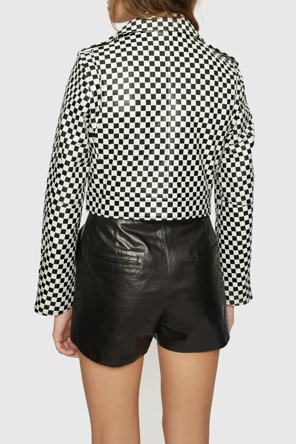 Women'S Stylish Black And White Checked Coat